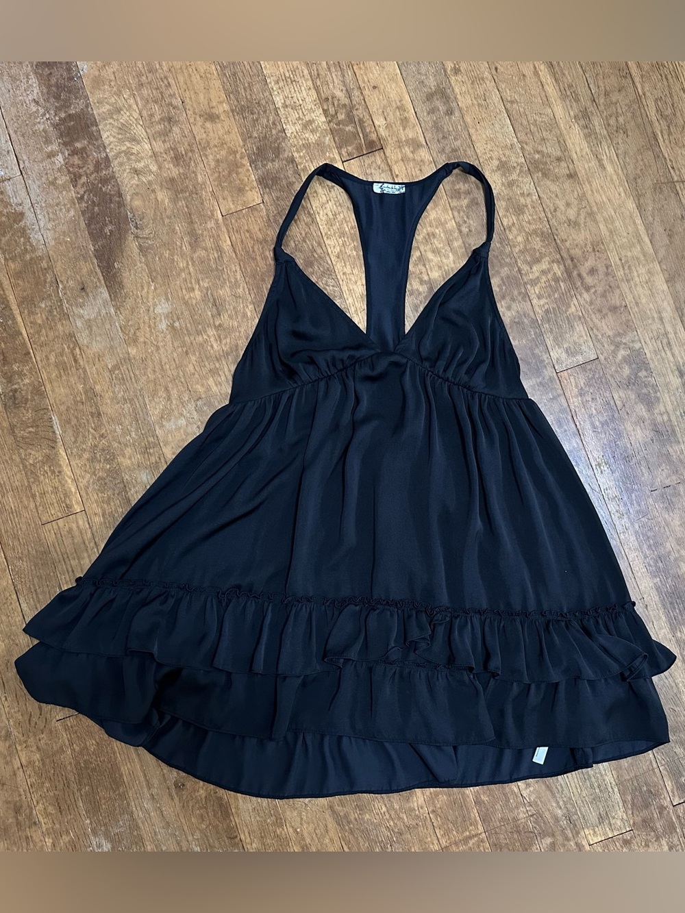 Free People Intimately Black Ruffled Racerback Slip size S - Picture 1 of 15